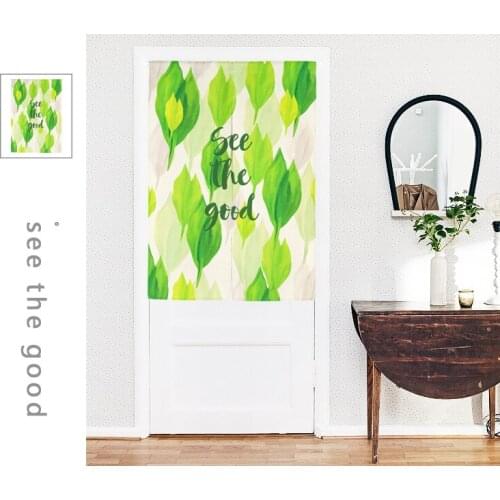 Linen cotton plant green leaves door curtain see the good home decoration study bedroom living room kitchen bar coffee house