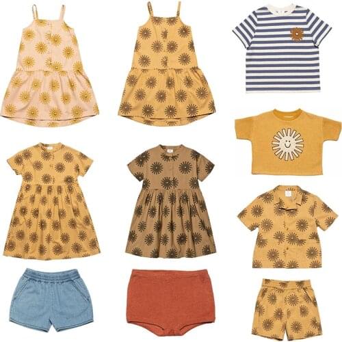 EnkeliBB Wyn2020 SS Kids Girl Fashion A-line Dress Hawaii Clothes For Baby Girl Fashion Brand Children Sun Print Sling Dress