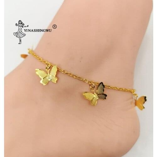 Exquisite Anklet Luxury Jewelry Girl Anklet 2020 Bohemian Beach Accessories New Hip-hop Rap Fashion Lady Butterfly Pendant