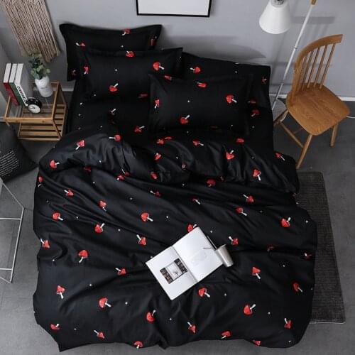 Cute Red Mushroom Pattern Bedding Sets 3/4pcs Super Soft Bed Linings Duvet Cover Bed Sheet Pillowcases Cover Set Queen King Size