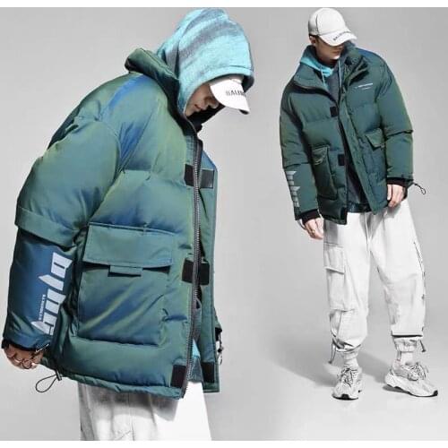 Winter 90% white duck down mens shiny down jacket mens short new couple models hooded down jacket women men Winter Down Parka