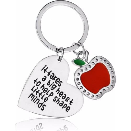 Love Heart Apple Pendants Keychain Keyring Charm Teachers Jewelry Teacher Gifts It Takes A Big Heart To Help Shape Little Minds