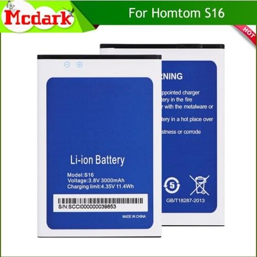 Mcdark For Homtom S16 Battery Replacement Li3834T43P6H8867 Large Capacity 3000mAh Back Up Bateria For Homtom S16 Smart Phone