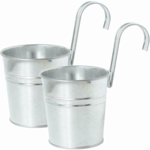 Balcony Metal Hanging Bucket With Drainage Holes Shelf Iron Drum Durable Decoration Useful Simple Convenient Garden Hooks
