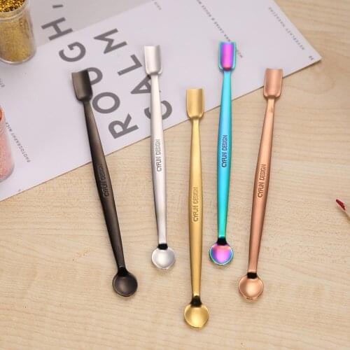 Multifunction Spoon Stainless Steel Double Headed Cuticle Pusher Spoon Nail Tool Cuticle Pusher Spoon Dead Skin Push