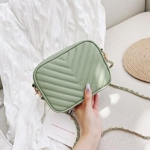 Fashion Casual New Crossbody Shoulder Bags Pu Leather Messenger Bag Small Handbag Summer Beach Totes 2021 New Chain Green Female