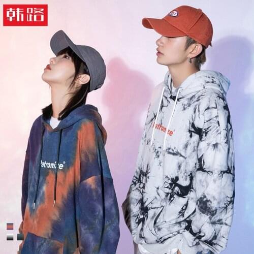 Mens 2021 Autumn and Winter New Cool Tie-Dye Hooded Sweatshirt Mens Couple Hoodie