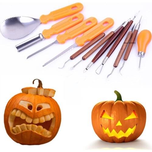 11pcs Halloween Pumpkin Carving Tool Set DIY Pumpkin Carving Knife Spatula Crafts Art Carving Scraper Tool Kitchen Tool