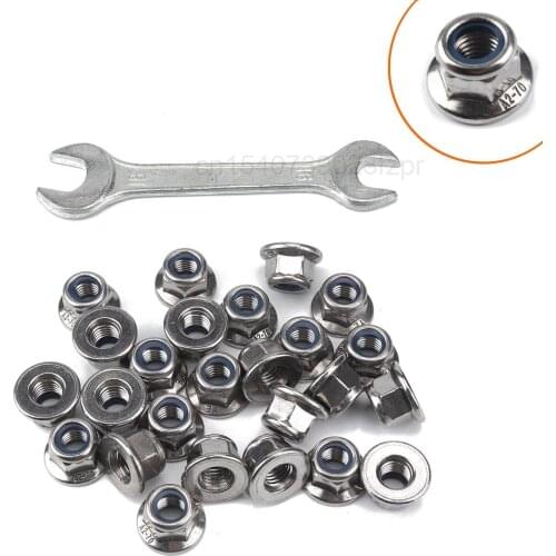 Hardware Set-25 304 Stainless Steel Hexagon Flange Nylon Nuts with Wrench-m3 / M10 / M12