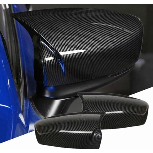 1 Pair Left & Right Car Side Door Rearview Mirror Cover Trim ABS Fit for Mazda 3 2014 2015 2016 Carbon Fiber Style