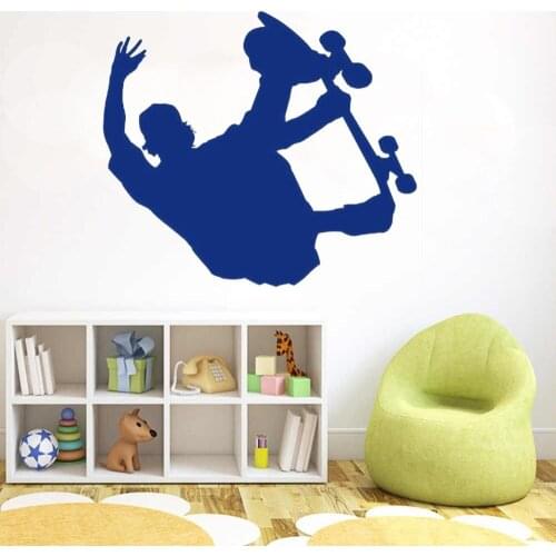 SkateBoard Man Tricks Decal Wall Art Skateboard Sports Sticker for Home And BedRoom Decoration Removable A002493