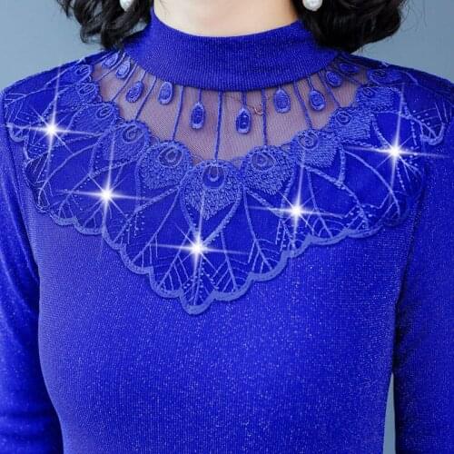 Women New 2021 Autumn Winter Femme Plus Size Lace Blouse Shirt Female Tops Long Sleeve Blusas Camisas Femininas Ropa Mujer X176