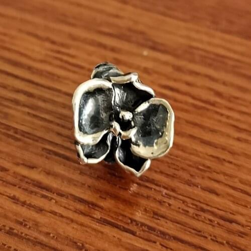 Mistletoe 925 Sterling Silver Orchid Charm Bead European Jewelry
