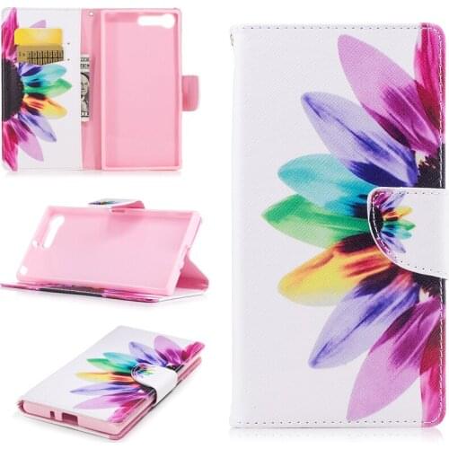 Wholesale Flip Colored Drawing PU Leather Cases with Kickstand for Sony Xperia X1 Mobile Phone Cases with Wallet Card Holders