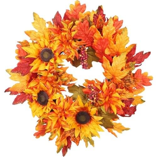 Autumn Simulation Wreath Garland Rattan Artificial Door Home Decor Thanksgiving
