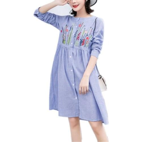 Maternity Dresses for Women Clothes Vestidos Pregnant Woman Dress Plus Size Striped Embroidered Dresses Woman Pregnancy Dress
