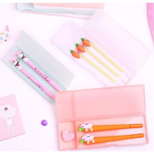 Translucent Matte Storage Pencil Case Candy-colored Stationery Box Multifunctional Creative Pencil Case School Supplies