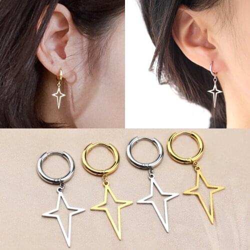 Simple and stylish highlighting personalityWomens geometric hollow earrings Star pendantsFemale jewelry earrings