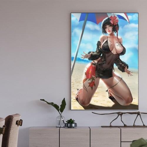 Sexy Women Posters and Prints 3D Games Kawaii Girls Canvas Painting Modern Anime Wall Art Pictures for Bedroom Decoration Anime