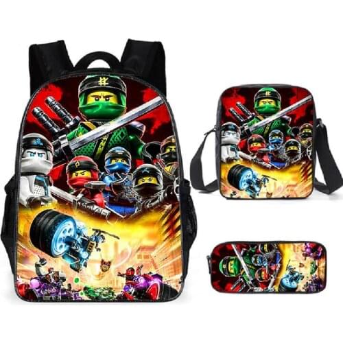3pcs/Set Ninja go School Bags for Children kids School Backpack for Girls Boys Childrens Backpacks Mochila