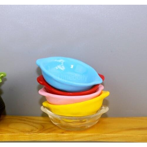 1/12 Scale Cute Colorful Miniature Dollhouse Dish Plate Doll House Pretend Play Kitchen Cooking Toy Set Accessories