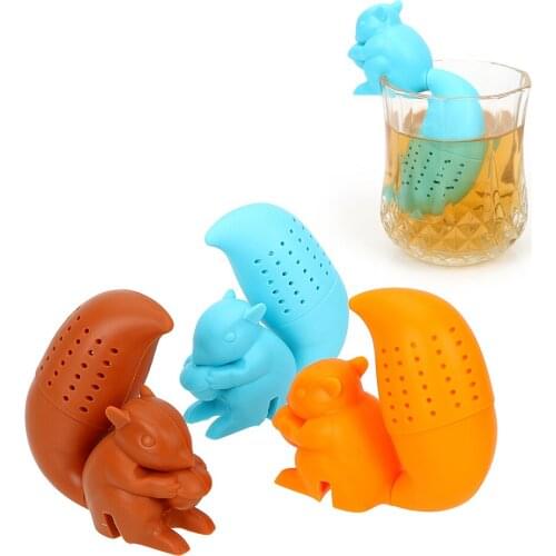 HILIFE Tea Accessories Teaware Tea Infuser Kitchen Tools Tea Strainer Loose Leaf Filter Squirrel Shape Silicone Empty Tea Bags