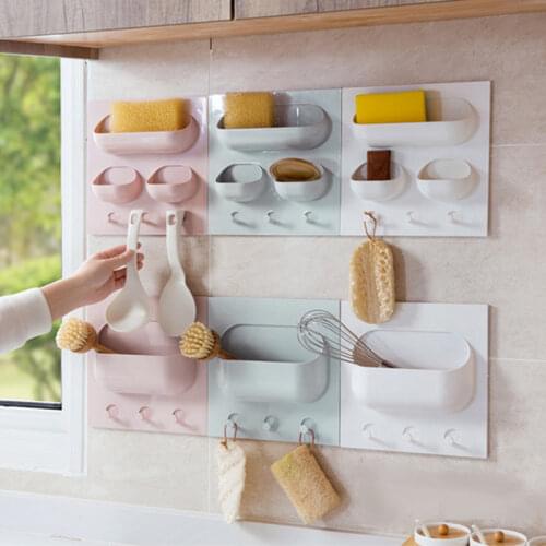 Plastic Storage Rack Kitchen Organizer And Storage Wall Shelf Sponge Fruit Kitchen Tools Storage Rack Home Kitchen Supplies
