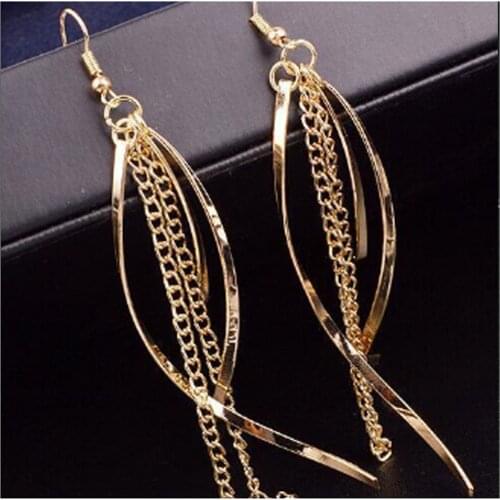 New Retro Gold Silver Color Long Hanging Earrings For Women Metal Tassel Ethnic Drop Earrings Hip Hop Street Jewelry Accessories