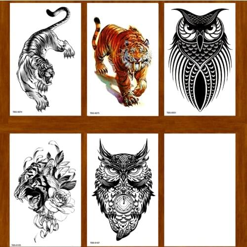 Tiger/owl Temporary Tattoo Stickers Tatoo Men henna Tatoo body art tattoo Waterproof temporary tattoos Kit Tattoo Art