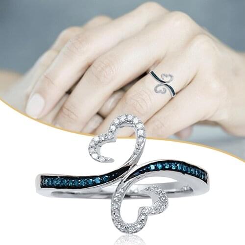 Women Rings Hollow Butterfly-Shaped Heart-shaped Cross-Line Ring With Zircon Size 6-10 кольцо всевластия N50
