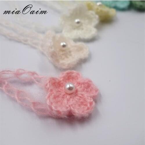 10Color/Lot Handmade Baby Headwear Flower Newborn Headband Mix Color Mohair Headband Hair Accessories Newborn Photography Props