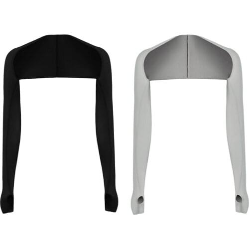 2 Pcs Cooling Shawl Arm Sleeves Sun UV Protection with Finger Hole for Golf,Driving,Riding,Fishing, Black & Gray