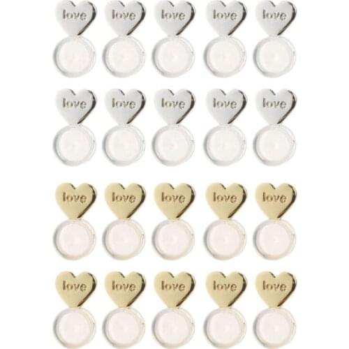 20Pcs Heart Magic Earring Lifters Earrings Nut Ear Lobe Support Backs Adjustable 649D