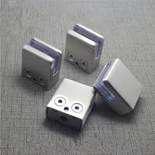 4Pcs Stainless Steel Square Clamp Holder Bracket Clip for Glass Shelf Handrails Silver Desktop Storage Cabinet Support Frame