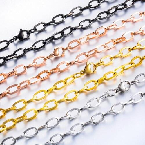 6MM Width Stainless Steel Necklace Chain Steel/Gold/Black/Rose Gold Cuban Chain Necklace Men Women Accessories Jewelry Gift