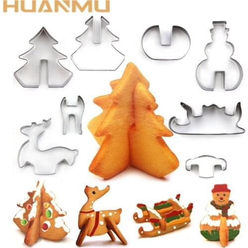 8Pcs 3D Cookie Mold Kids Baking Utensils Bakeware Tools Cake Tool 403 Stainless Steel DIT Food Styling Christmas Tree Mould