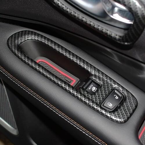 Car Accessories For Jeep Compass 2017 2018 ABS Carbon fiber Style Interior Door Window Switch Cover Trim Decoration 4Pcs/Set