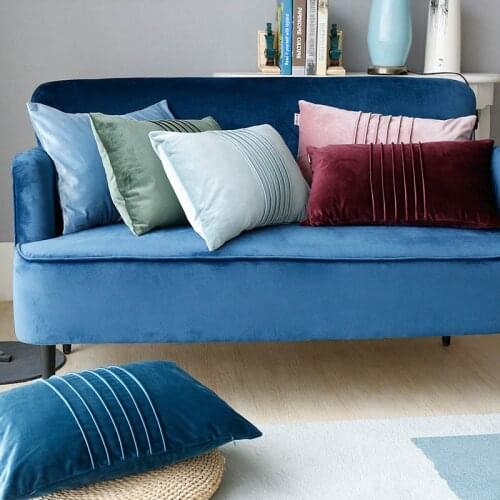 Velvet Cushion Cover Solid Pink Blue Green Purple Home Decorative Soft Pillow Cover for Couch Bed Chair Rectangle 30x50/45x45cm