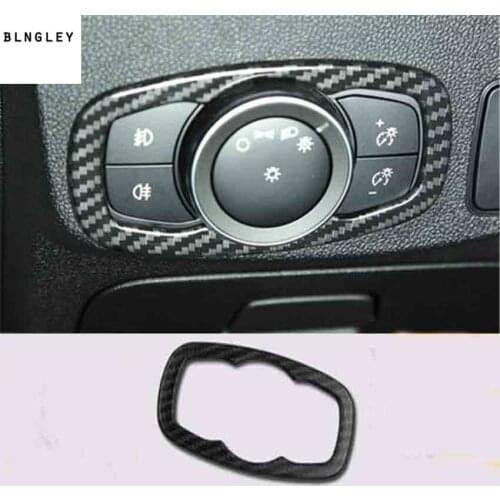 Free shipping 1pc ABS carbon fiber grain Headlight adjustment switch decoration cover for 2019 Ford FOCUS 4 MK4