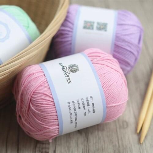 Free Shipping 50g/ball 100% Cotton Baby Yarn For Knitting Baby Sweaters Shoes Hats Yarn A