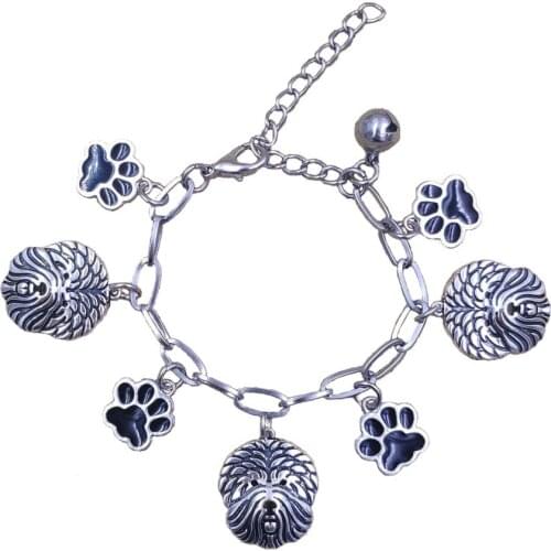 Cute Hot Unique Old English Shepherd Husky Chinese Shar Pei Dog Animal Stainless Steel Charm Chain Bracelets Men Women SB004
