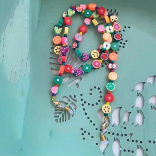 Fashion colorful fruit pattern beads sunglasses chain Bohemian glasses decoration long accessories gifts for friend 1PC New