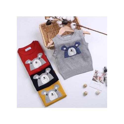 Korean Childrens Clothing 2020 Autumn and Winter Baby Boys and Girl Cotton Knit Vest Korean Style Waistcoat Toddler Outwear