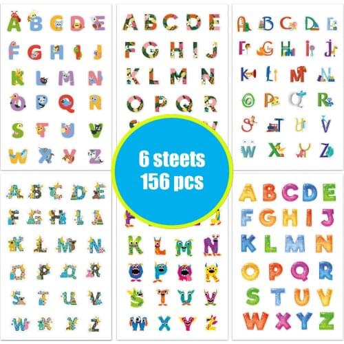 Childrens early education cartoon English letter learning removable transparent sticker sticker sticker pack13-24m 25-36m 4-6y