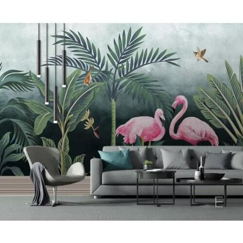 3D Tropical Leaf Mural Photo Wallpaper Wall Art Decor for Bedroom Murals Wall Paper Rolls Home Improvement Flamingo Wall Mural