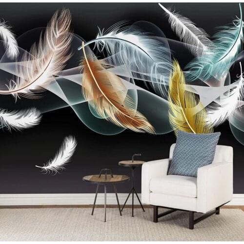 Custom Photo Wallpaper Modern Feather Abstract Smoke Murals Living Room TV Sofa Background Wall Decor Creative Bedroom Wallpaper