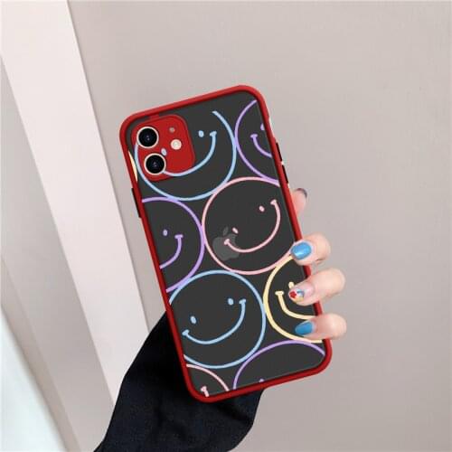 JAMULAR Cute Colorful Smile Phone Case For iPhone X 11 ro 12 XS MAX 7 XR SE20 8 6Plus Cartoon Shockproof Candy Cover Matte Coque