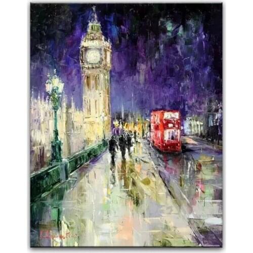 100% hand painted oil painting Home decoration high quality landscape knife painting pictures DM16062808