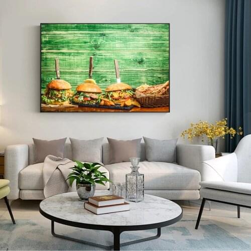 Realist Hamburger Wall Art Canvas Prints Restaurant Wall Decor Posters And Prints Delicious Food Picture For Kitchen Room Decor