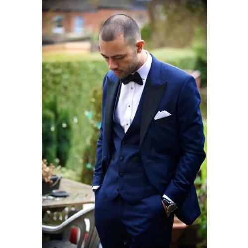 Handsome Groomsmen Wool blend Groom Tuxedos Mens Wedding Dress Man Jacket Blazer Prom Dinner (Jacket+Pants+Tie+Vest) A42